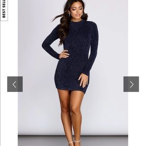 Navy Blue mini long sleeve dress